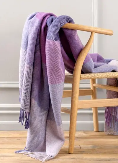 Amethyst Check Wool Cashmere Throw